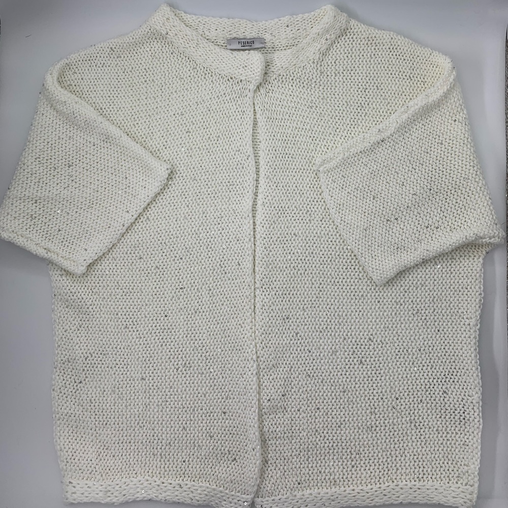 Peserico White Cotton Sequin Sweater